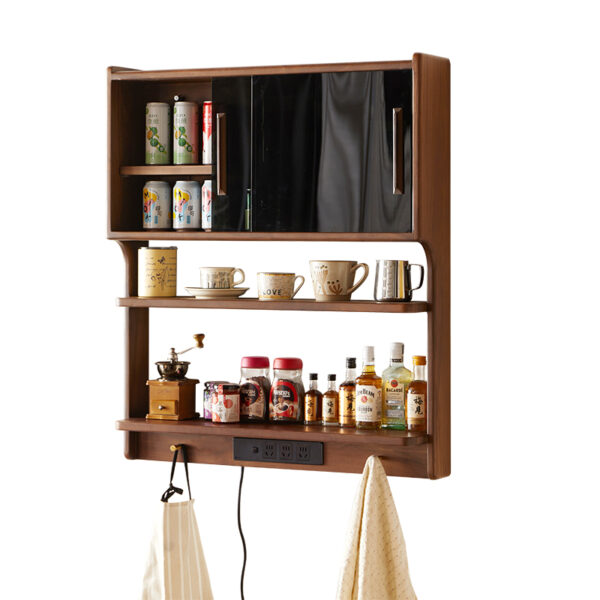 North America imported black walnut full solid wood hanging cabinet wall-mounted sideboard storage storage cabinet display cabinet medieval style