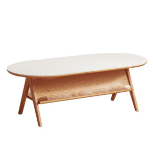 Full cherry wood rock-board tea table oval Nordic simple household small apartment Japanese living room tea table