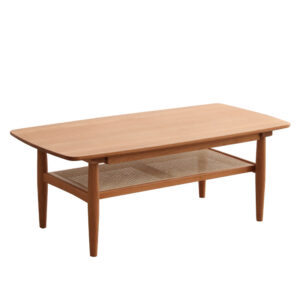Nordic cherry wood full solid wood tea table rattan small apartment Japanese simple retro living room tea table decoration square
