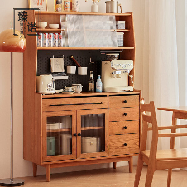 Zhennuo sideboard cherry wood full solid wood Nordic Changhong modern simple Japanese small apartment high cabinet log