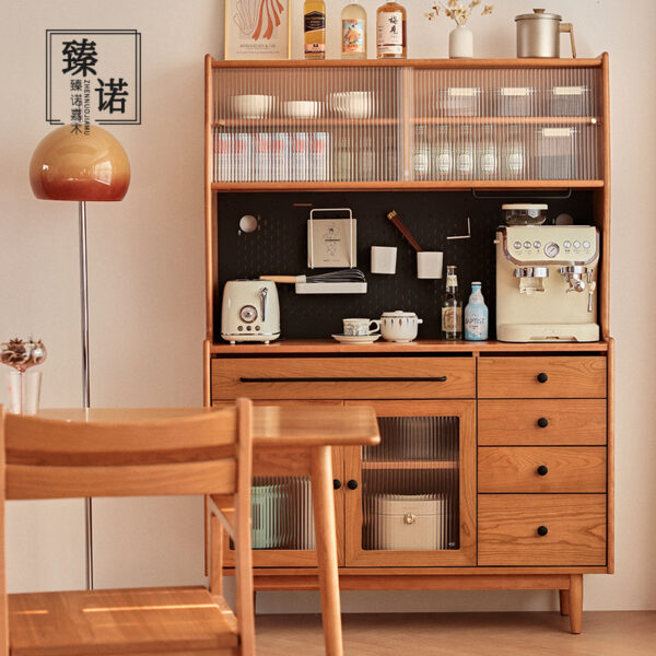 Zhennuo sideboard cherry wood full solid wood Nordic Changhong modern simple Japanese small apartment high cabinet log