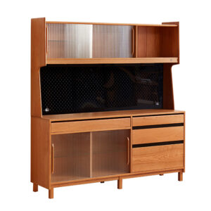 Full solid wood sideboard cherry wood log against the wall Nordic multifunctional kitchen cabinet living room storage cabinet tea table