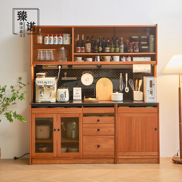 Cherry wood full solid wood sideboard Nordic storage cabinet Japanese-style small restaurant storage tea cabinet against the wall