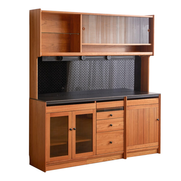 Cherry wood full solid wood sideboard Nordic storage cabinet Japanese-style small restaurant storage tea cabinet against the wall